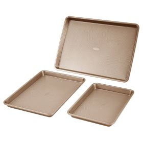 Baking Pan Set 3-Piece Nonstick Carbon Steel Bakeware Set with Silicone Handle (Default: Default)